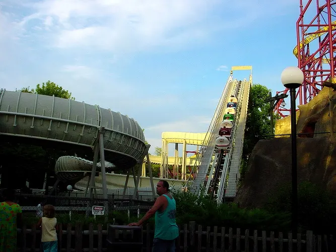 family walking park