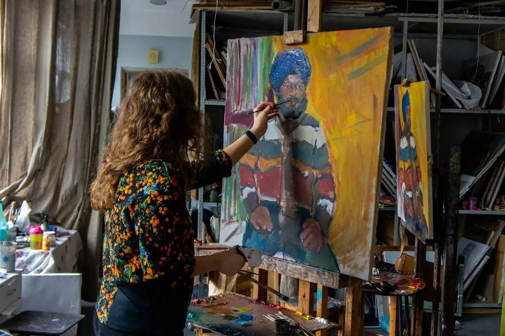 Artist painting a portrait