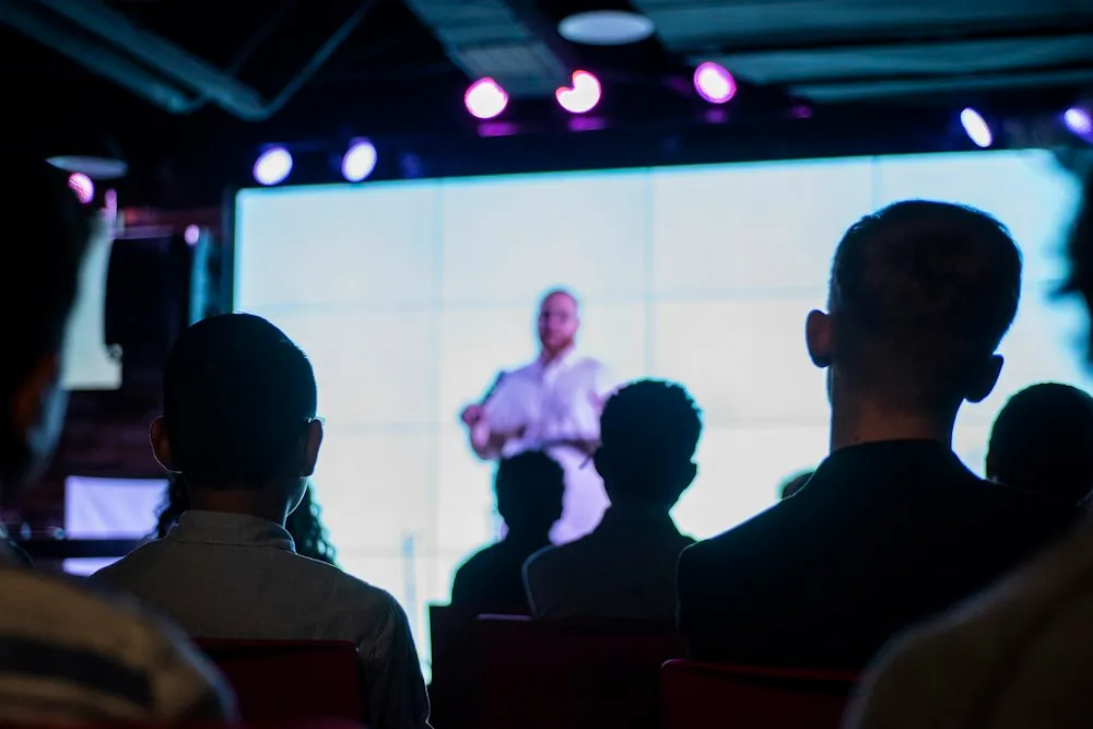 Speaker addressing an audience
