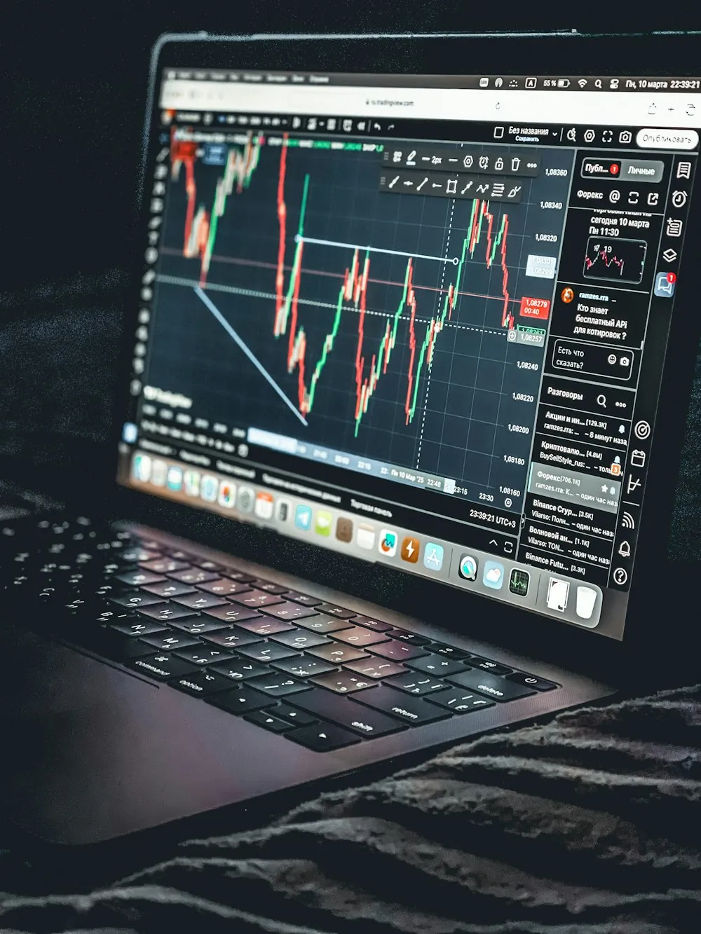 Financial graph on a laptop
