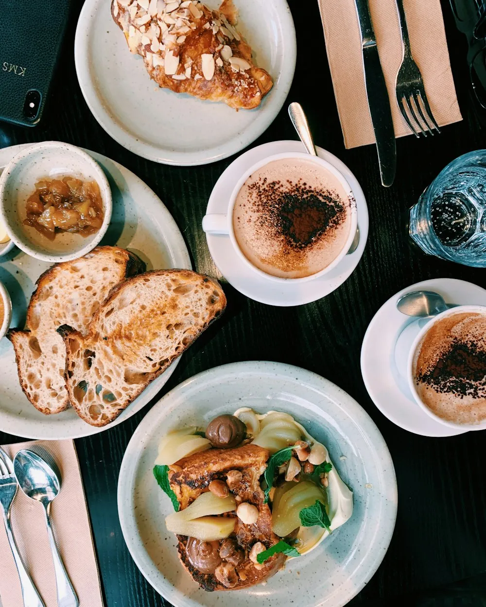 Breakfast with toast and coffee