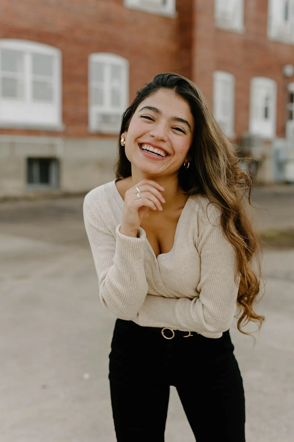 Smiling young woman outdoors