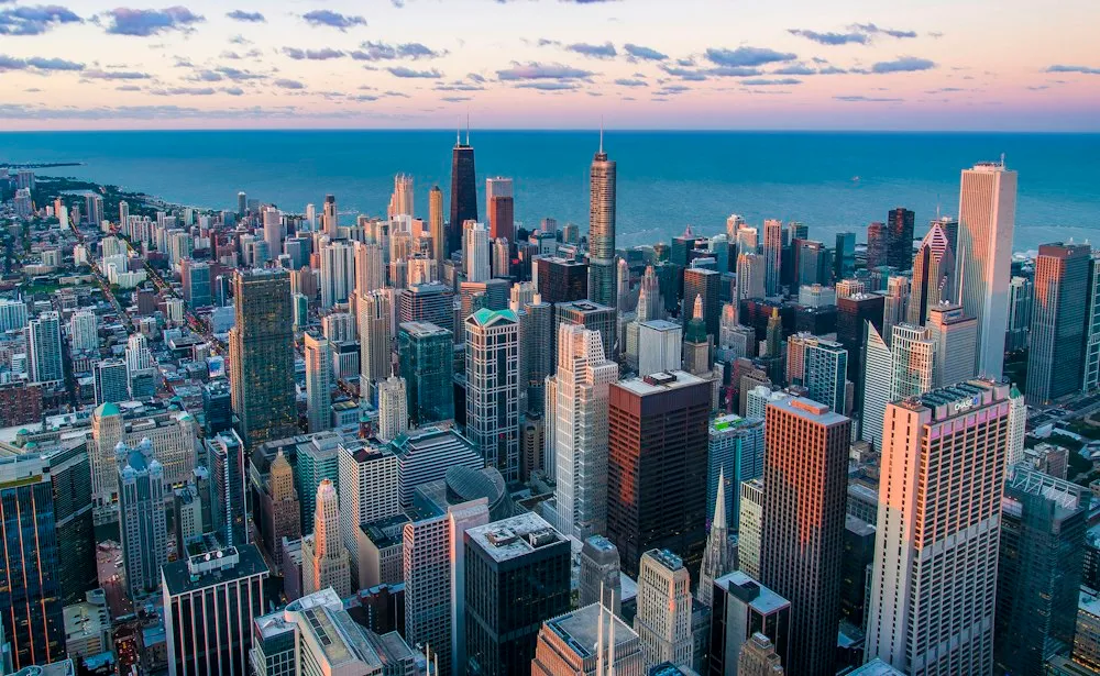 City buildings and streets in daylight