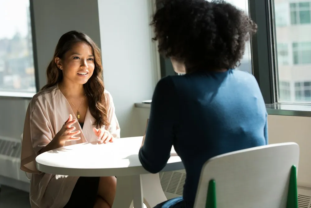 Two women in an interview